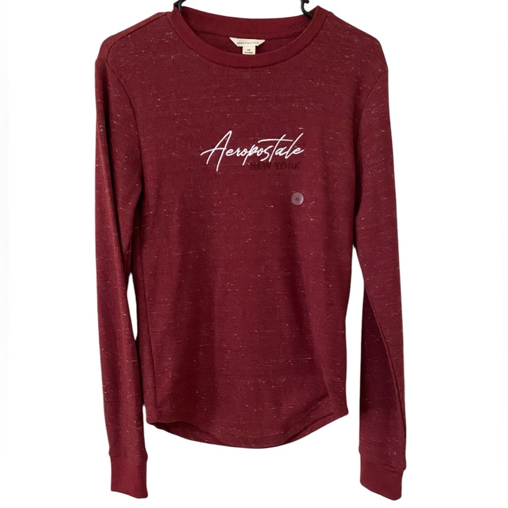 Aeropostale Maroon Ribbed Long Sleeve Shirt Men’s Size XS